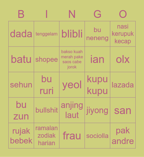seulgi Bingo Card