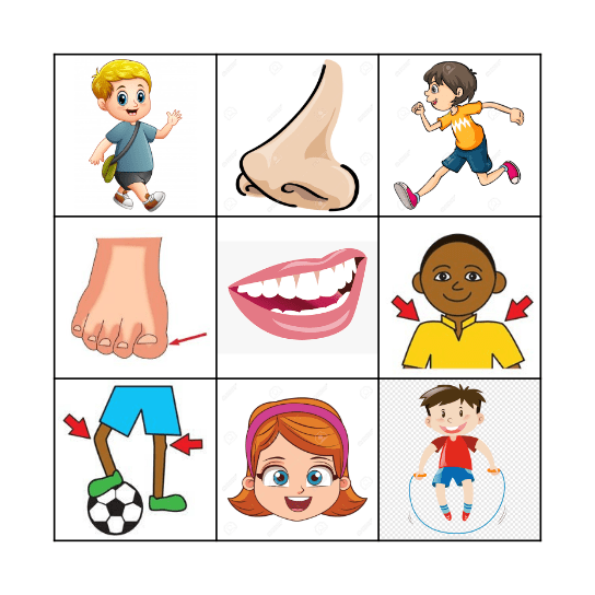 ACTIONS AND BODY Bingo Card