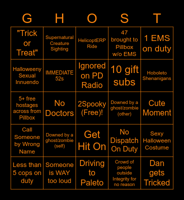 Steph & Aaron's Halloween Spooptacular Bingo Card