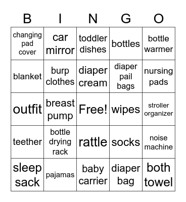 Baby Bingo Card