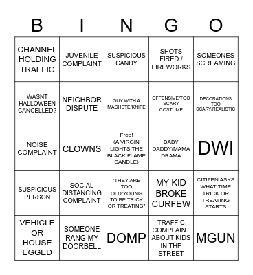 HALLOWEEN/FULL MOON/TIME CHANGE Bingo Card