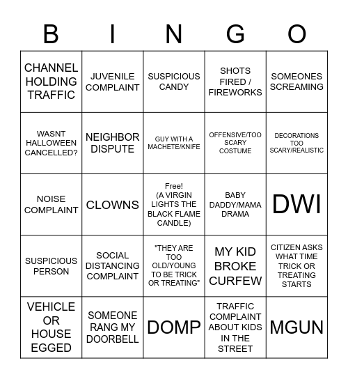 HALLOWEEN/FULL MOON/TIME CHANGE Bingo Card