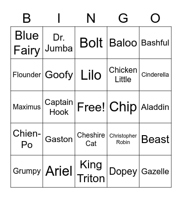 LAHC Harvest Fest Disney Bingo Card