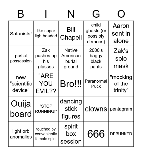 Gh-gh-ghosts Bingo Card