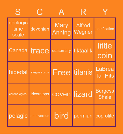 Fossil Review! Bingo Card