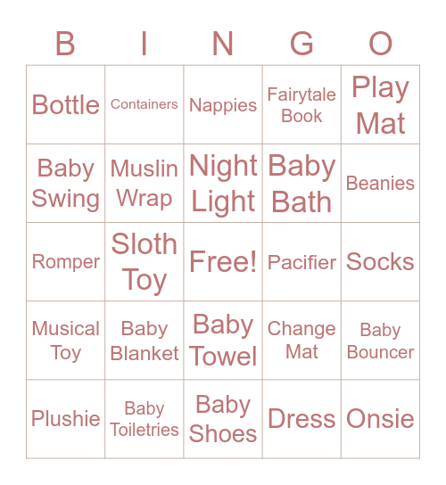 NEW BABY Bingo Card