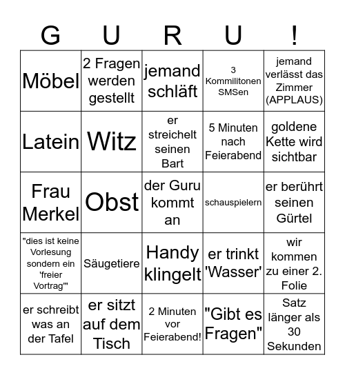 Kreuzberggurubingo! Bingo Card