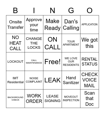 APARTMENT BINGO Card