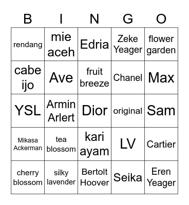 ◕ᴗ◕ alyssa's ◕ᴗ◕ Bingo Card