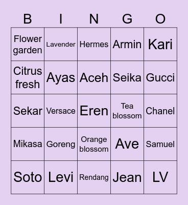 Bingo with Ave! Bingo Card