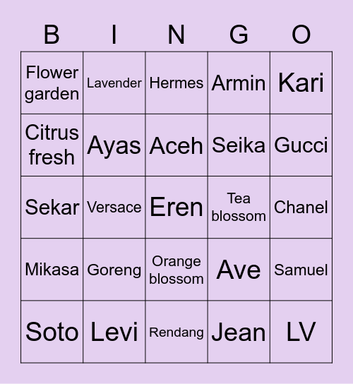 Bingo with Ave! Bingo Card