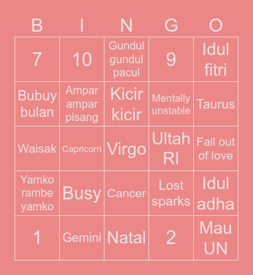 Nangni’s Bingo Board Bingo Card