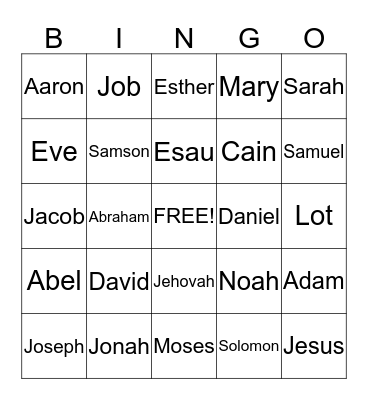 Bible Characters  Bingo Card