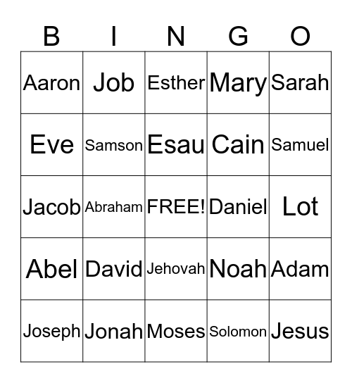 Bible Characters  Bingo Card