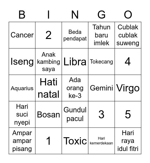 Untitled Bingo Card