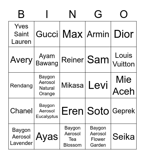 Bingonya Dista Bingo Card