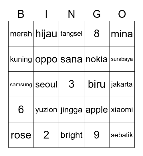 iyon Bingo Card