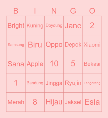 B Bingo Card