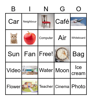 Bingo Vocabulary Bingo Card