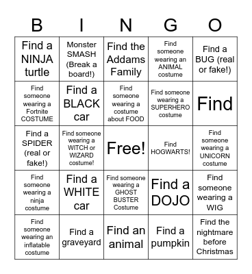 Risen TKD Trunk or Treat Bingo Card