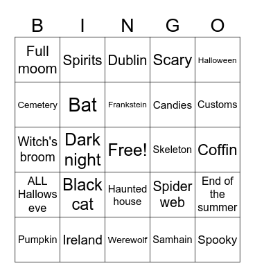 Halloween Bingo Card