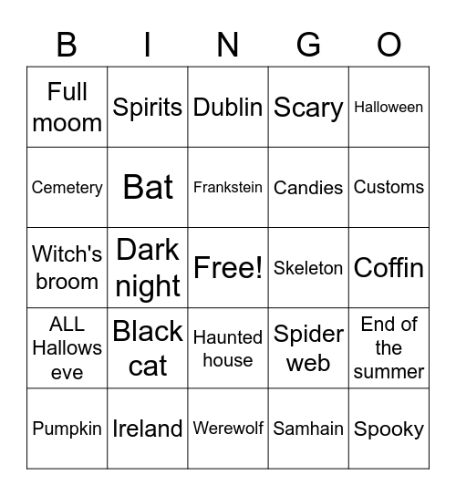 Halloween Bingo Card