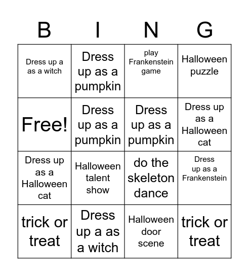 Halloween BING Bingo Card