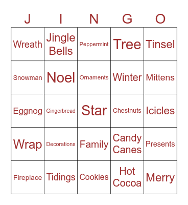 HOLIDAY JINGO Bingo Card