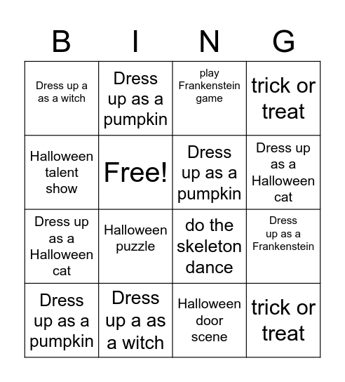 Halloween BING Bingo Card
