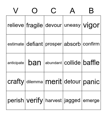 Lesson 21-22 (Review 19) Bingo Card