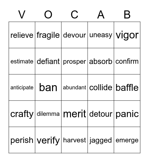 Lesson 21-22 (Review 19) Bingo Card