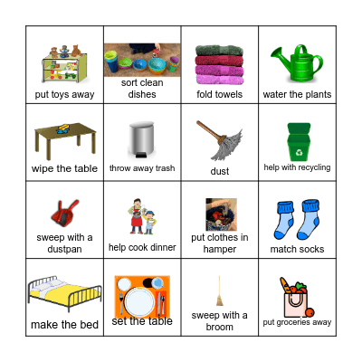 Chore Chart Bingo Card