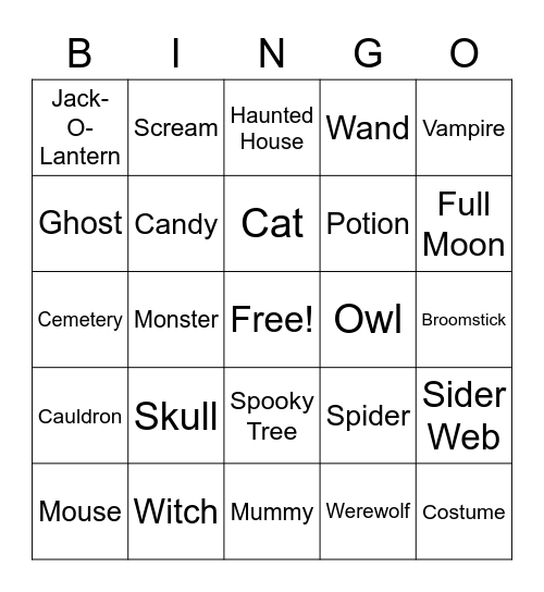 Halloween Bingo Card