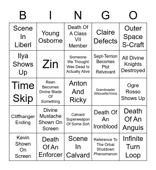 CSIV BIngo Card