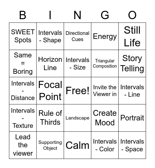 Composition Bingo Card