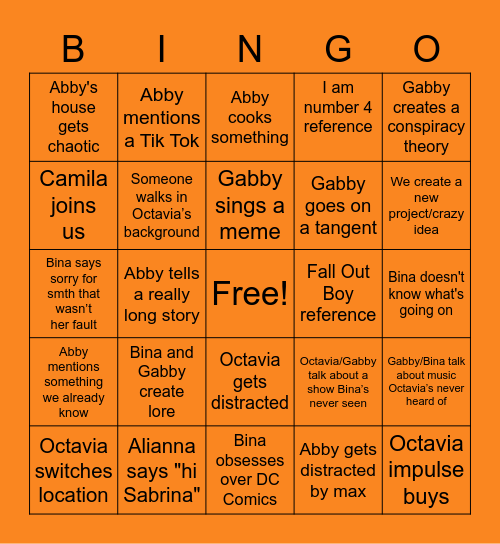 It's spooky szn girls Bingo Card