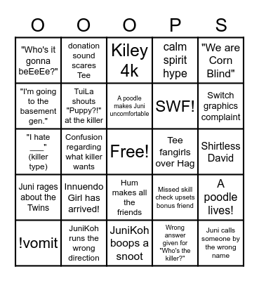 JuniKoh's Back, Baby! Bingo Card