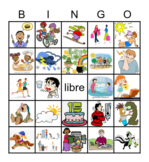 Les expressions avec AVOIR et FAIRE Bingo Card