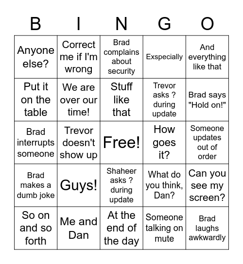 MCE Bingo Card