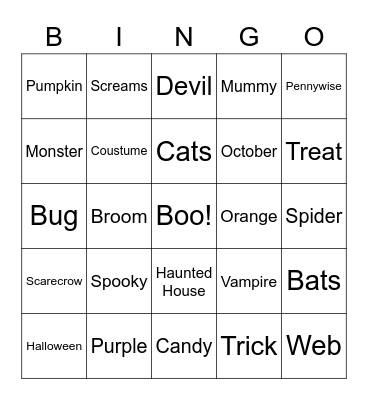 Crazy 8 Halloween Bingo Card