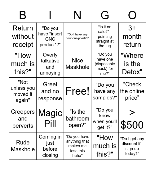 The True Vitamin Shoppe BIngo Card