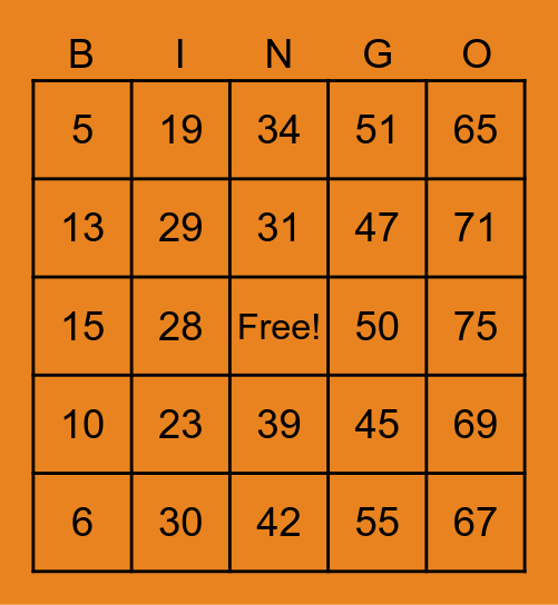 Halloween Bingo Card