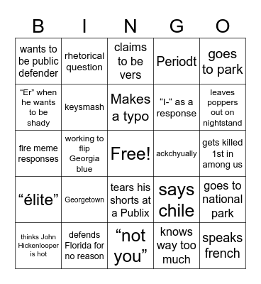 miz walkz bingo Card
