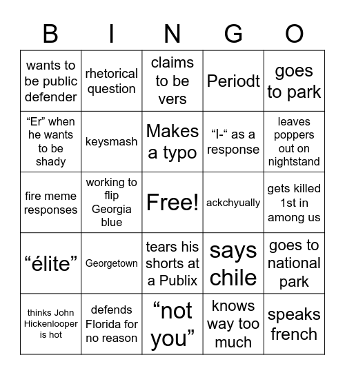 miz walkz bingo Card