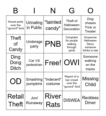 Dispatch Halloween Bingo Card