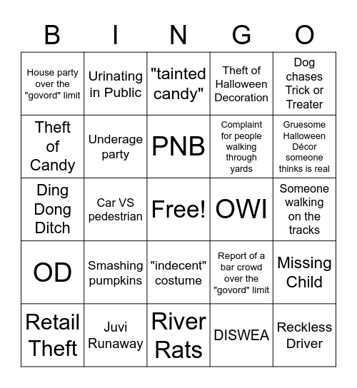 Dispatch Halloween Bingo Card