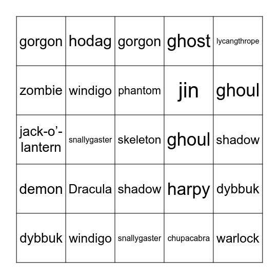 HAPPY HALLOWEEN! Bingo Card