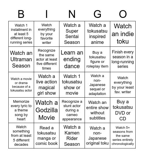 Tokusatsu Bingo Card