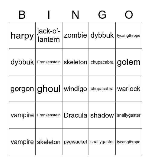 HAPPY HALLOWEEN! Bingo Card