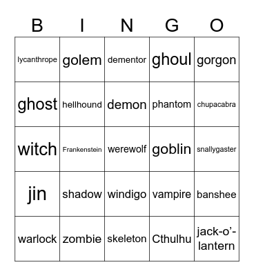 HAPPY HALLOWEEN! Bingo Card